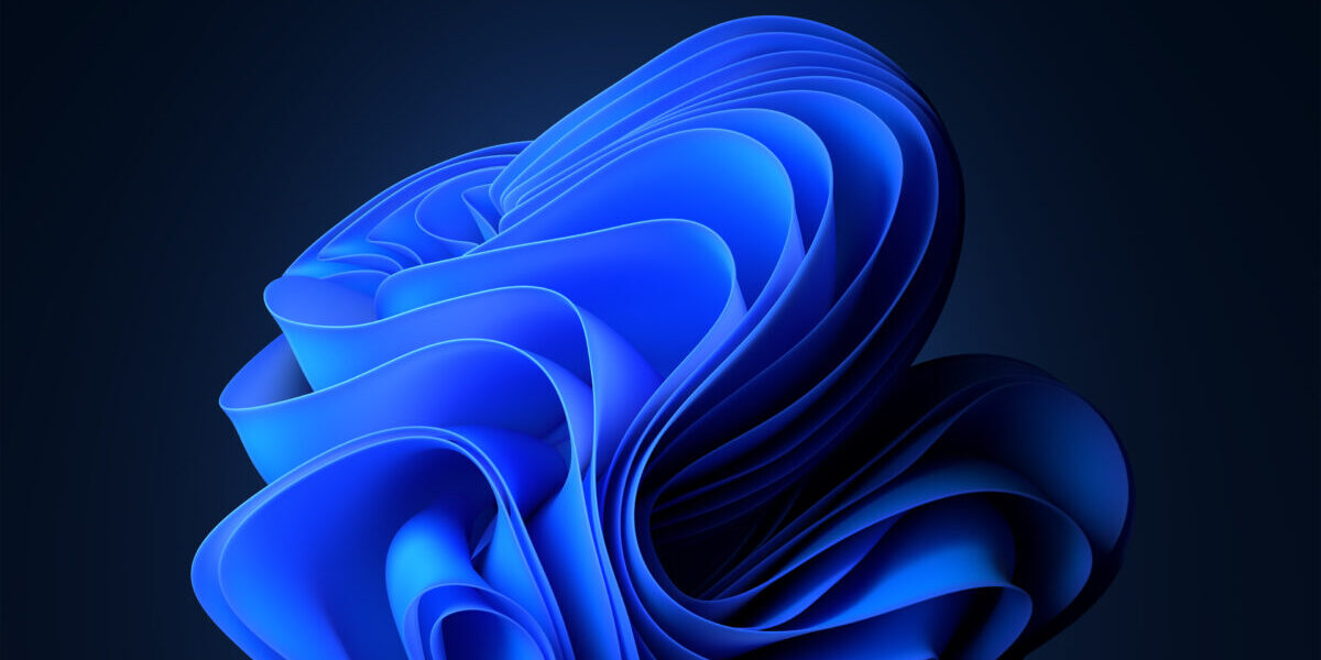 Windows 11 Blue Abstract Dark Mode 壁纸 特色图